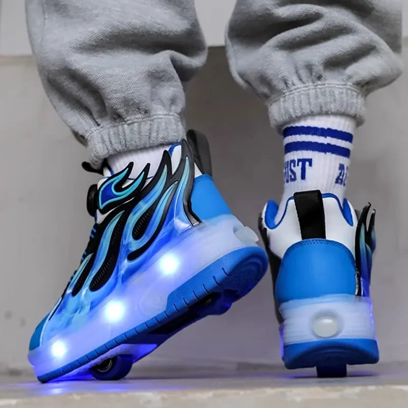 Speed Inline Powerslide Skate Shoes Shoe with Wheel Kids Roller Skates Rolling Wheeled Shoes Removable Sneakers for Boys Girls