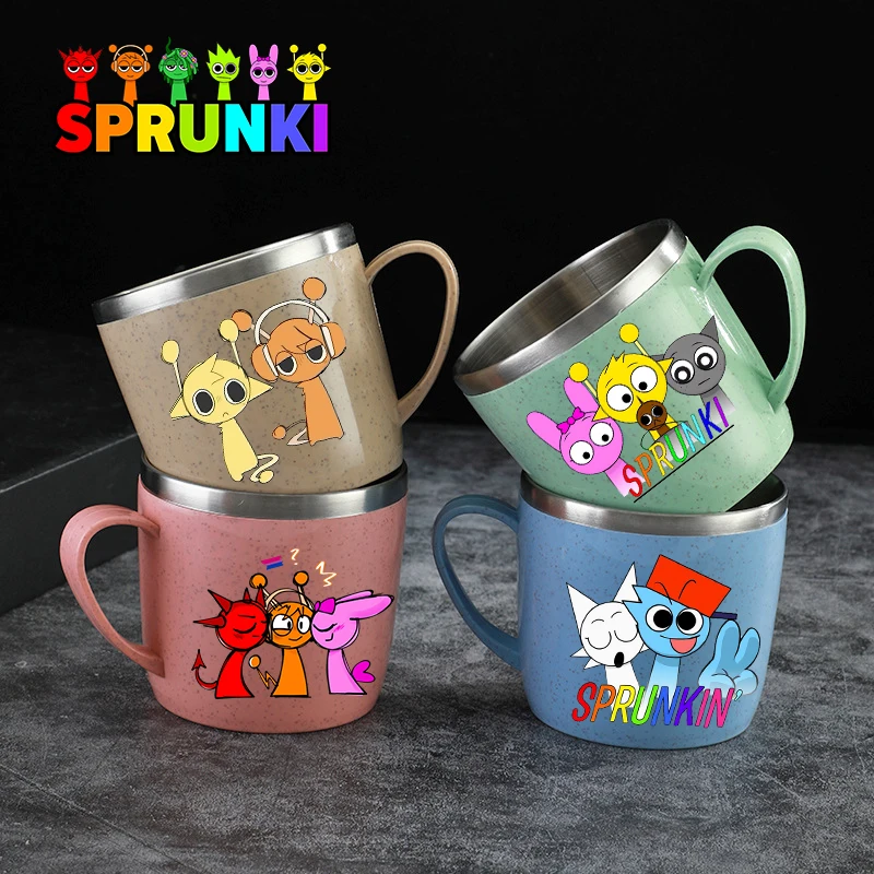 Sprunki Water Cup for Boy Girl 304 Stainless Steel Cups Handle Coffee Milk Mug Tea Drink Water Bottle Women Men Home Gift New