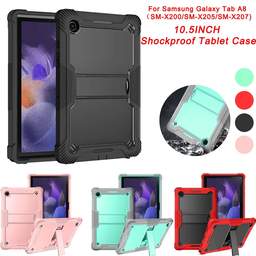 Stand Cover For Samsung Galaxy Tab A8 2021 10.5"，Heavy Duty Shockproof Rugged Protective Case，Model: SM-X200/SM-X205/SM-X207