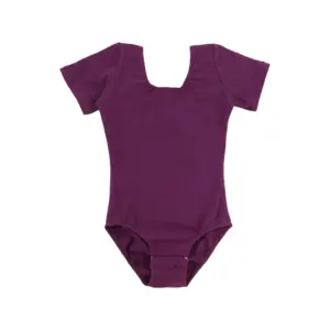 Stretchy Ballet Dance Outfit Short Sleeve Jumpsuit Dancewear Leotard Pink