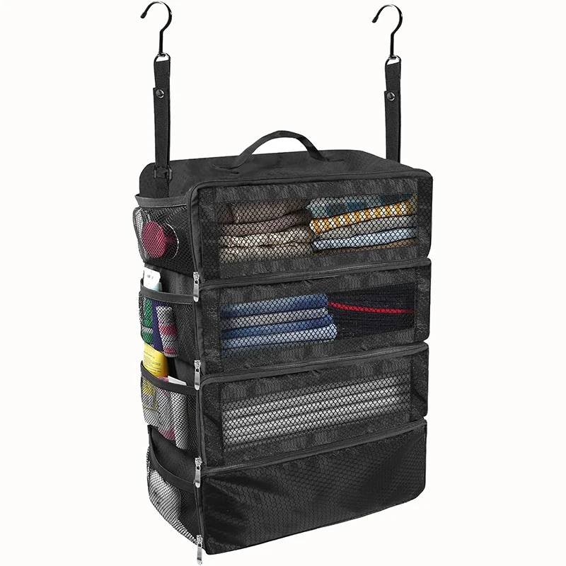 Suitcase Organizer Travel Luggage Organizer Hanging Shelves Packing Cube Closet Collapsible Portable Travel Organizer Bags