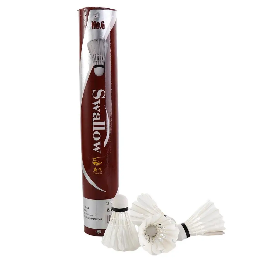 Super Durable For Sports Game Outdoor Cork Fitness Shuttlecock 12 Pcs Badminton Balls Goose Feather