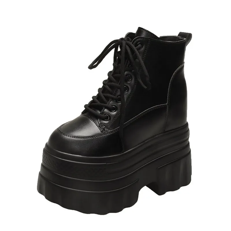 Super High Platform Ankle Boots for Women Punk Thick Bottom Shoes Height Increasing Women's Boots Autumn Botines Bottes Femmes