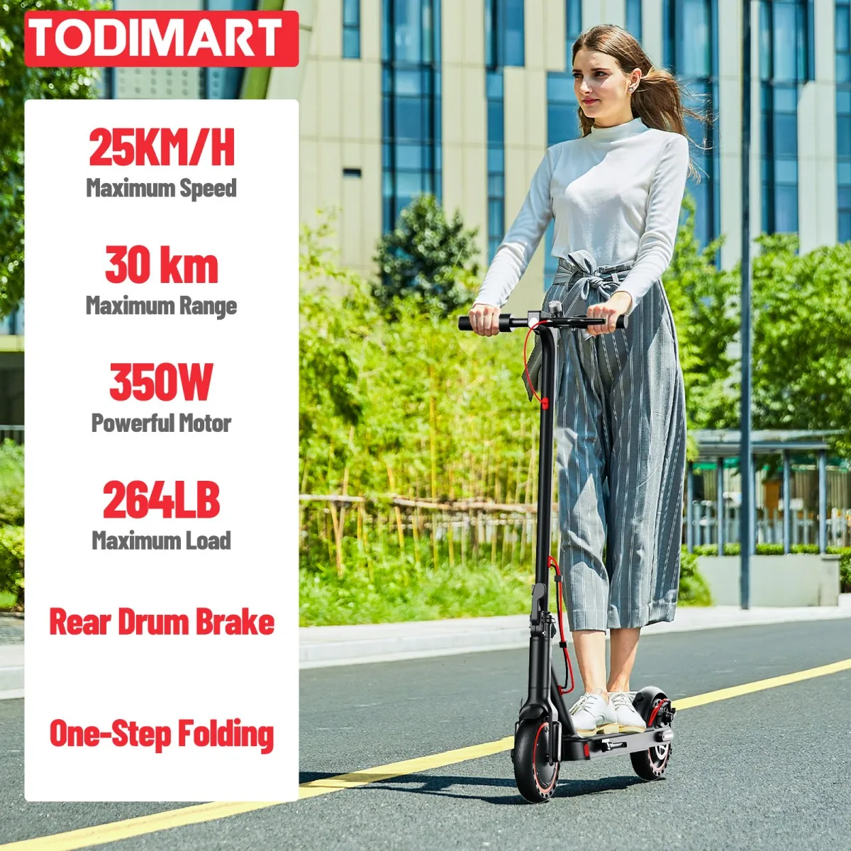 TODIMART T3 Foldable Electric Scooter Adult 30km 350W 8.5" Ultra Light Electric Scooters 36V 7.8Ah Battery E Scooter