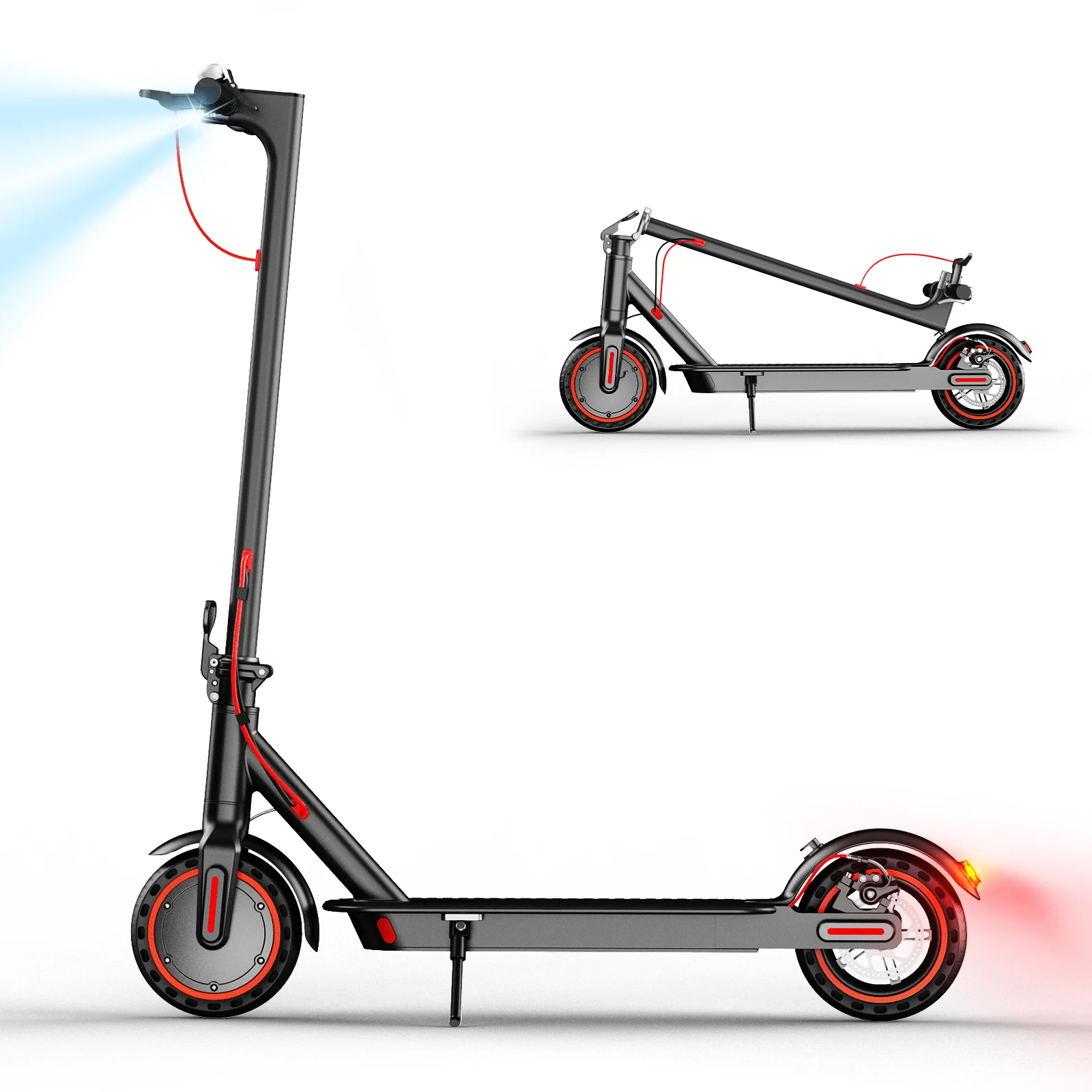 TODIMART T3 adult electric scooter, 36V 7.8AH, 350W (peak 500W), range 25-30km, 25km/h, 8.5-inch solid honeycomb run-flat tires