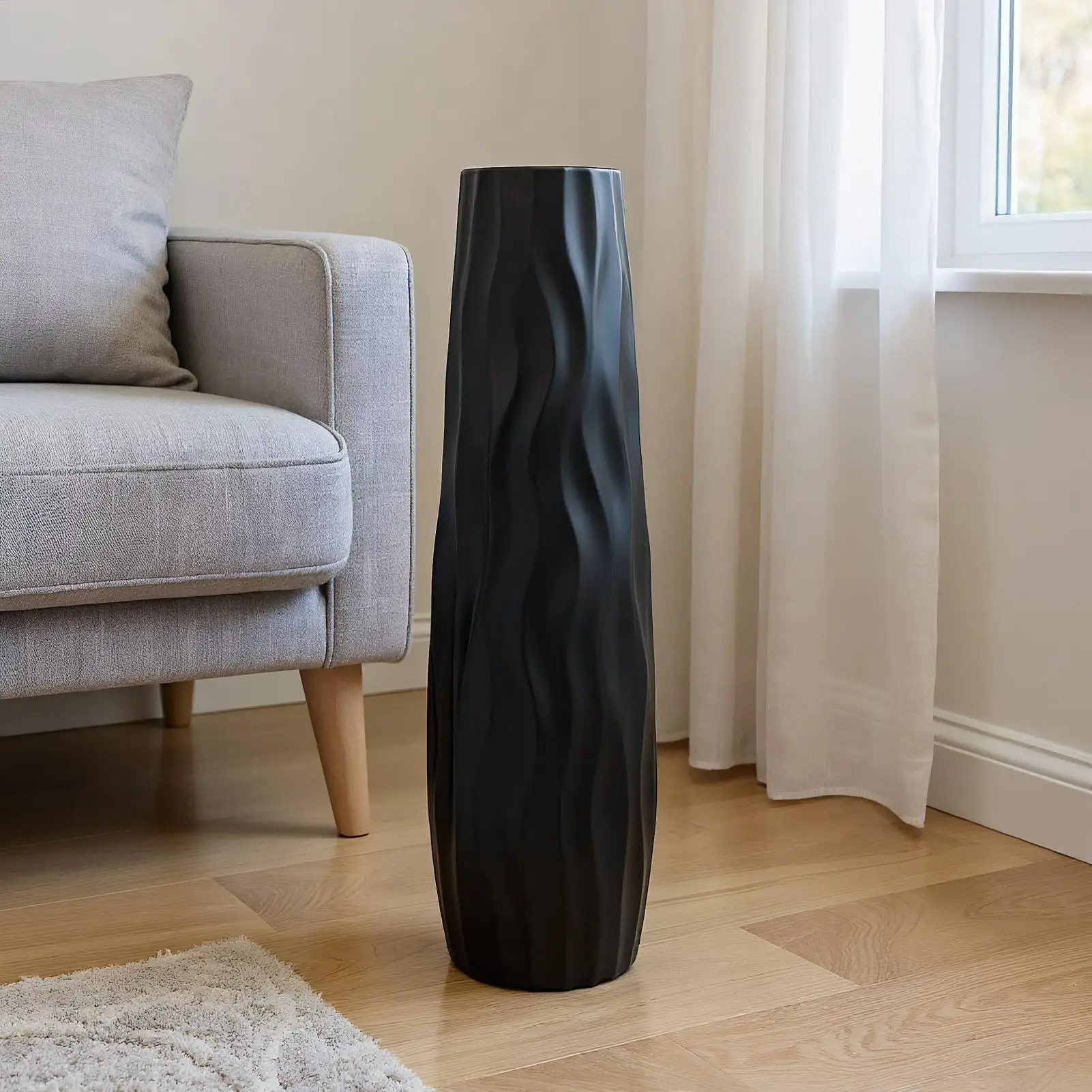 Tall Floor Vase 3D Relief Floor Centerpiece Standing Hydroponic Vase for Home Living Room Kitchen Bedroom Dining Entryway