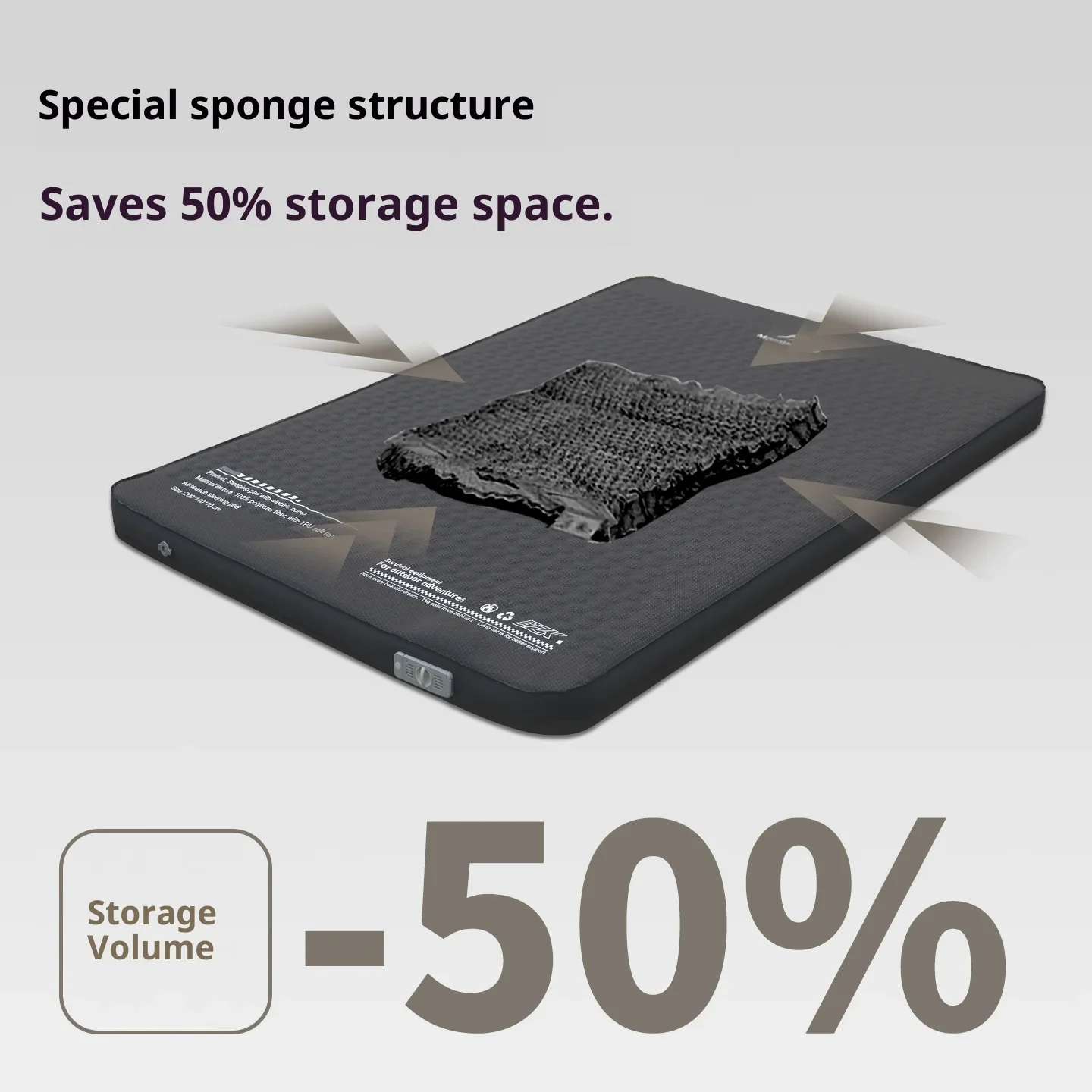 Thickened sponge pad, portable outdoor mattress, with integrated air pump for inflation and deflation, self-inflating mattress