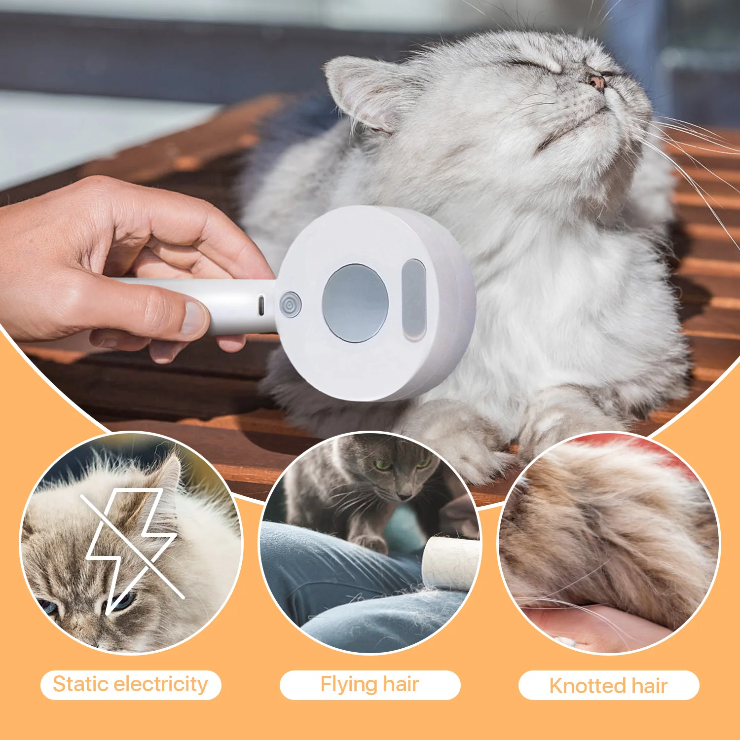 Tieker Pet Steam Grooming Brush for Cats and Dogs Grooming Massage Brush Spray Hair Removal Needle Brush