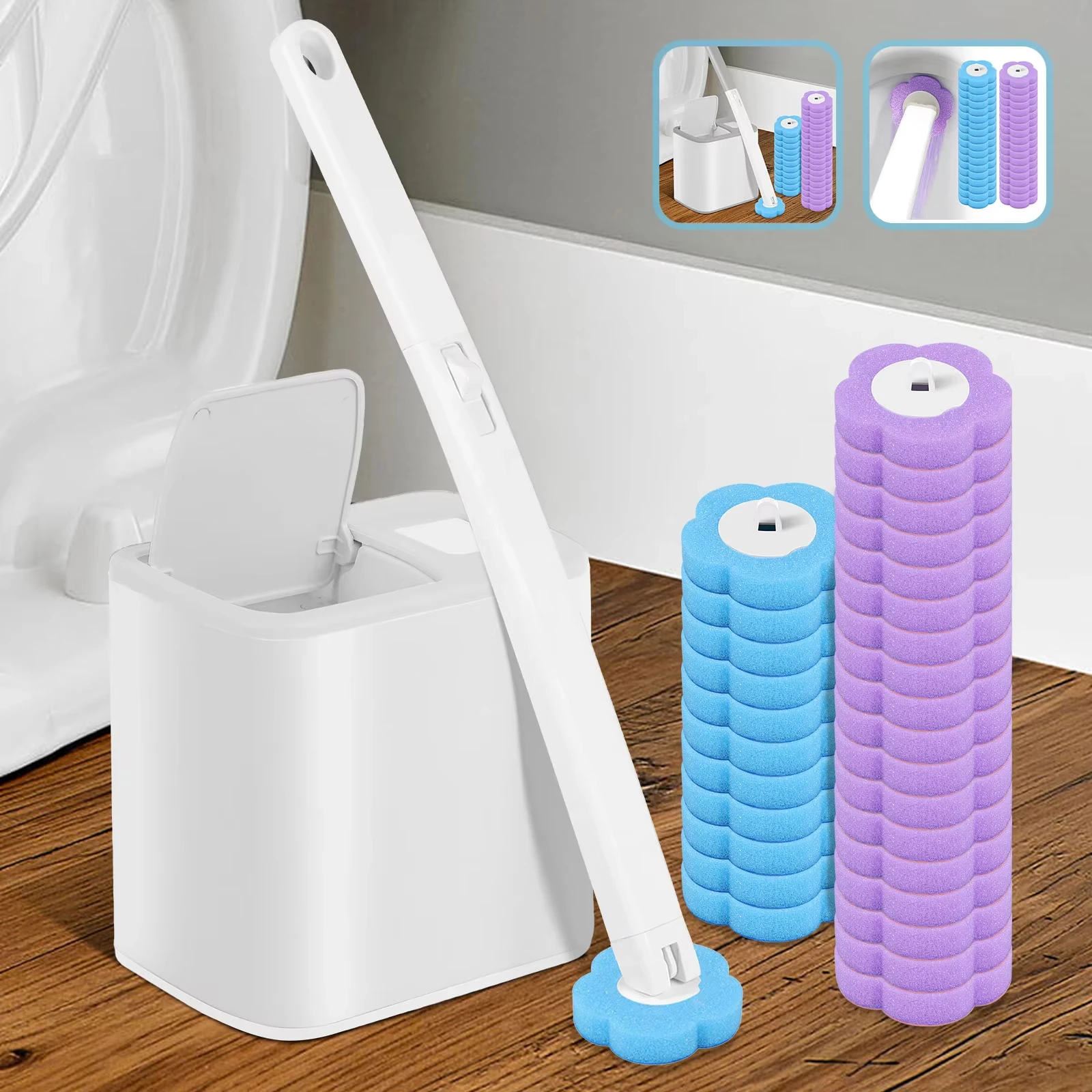 Toilet Brush With Disposable Replacement Head Kits Upgrade Long Handle Bathroom Cleaning Brush For Home Wc Accessories