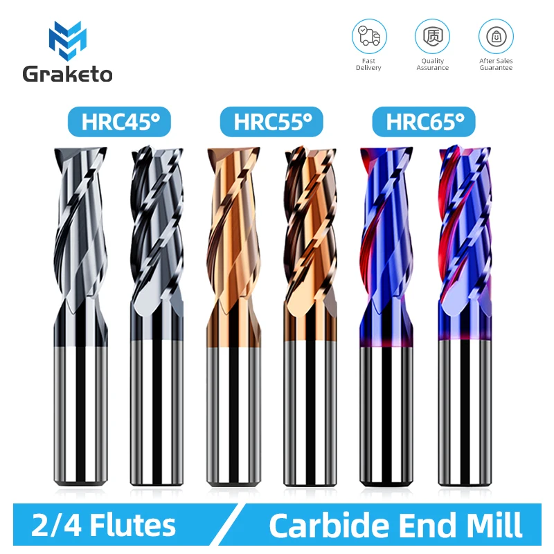 Tooleye Carbide End Mills Cutting Tool For CNC Maching Alloy Coating Flat Metal Cutter 2/4 Flutes Tungsten Steel Milling Cutter
