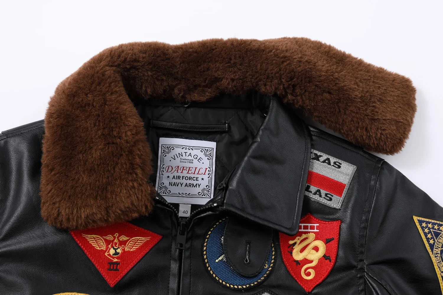 Top Gun PU Leather Coat G1 Tom Cruise Maverick Fur Flying Aviator Pilot Military Bomber Flight Men Jacket With Embroidery Patch