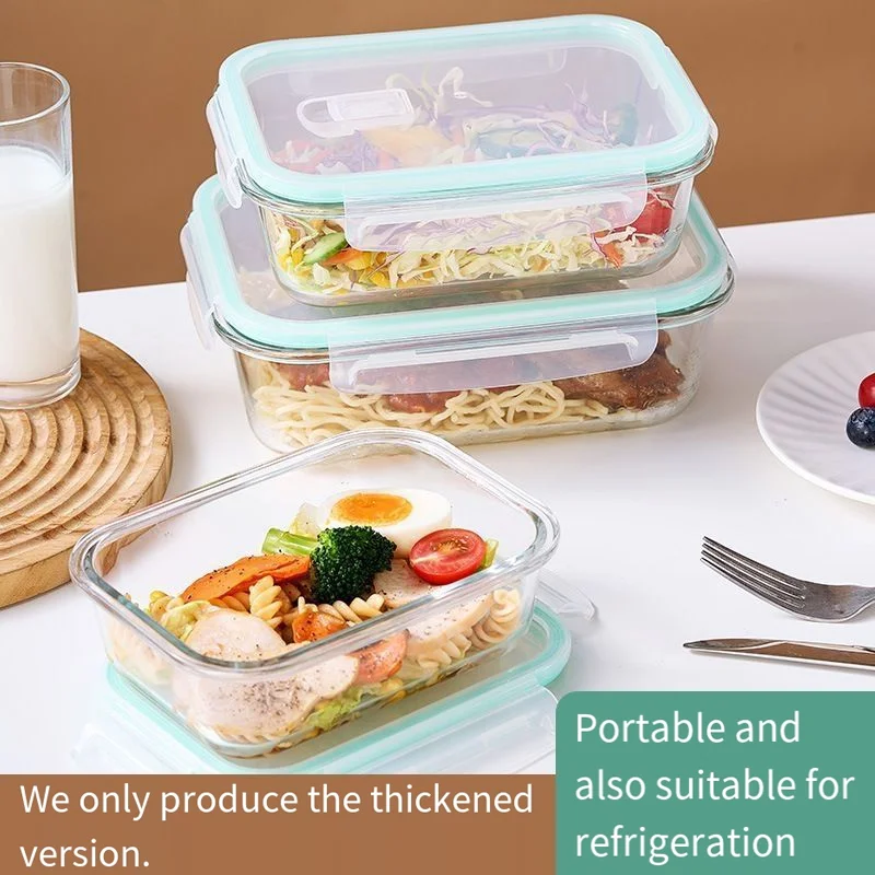 Transparent glass lunch box, microwaveable special bowl, glass lunch box for office workers and students