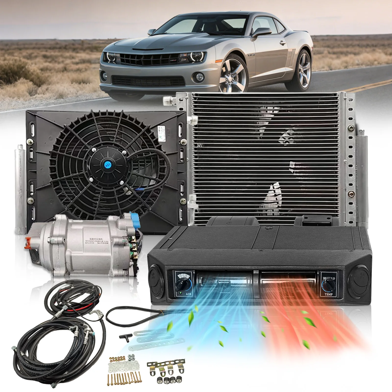 Treeligo 12V Heat Cool Electric Air Conditioner Universal Automotive Air Conditioning System Kit New Energy Parking AC