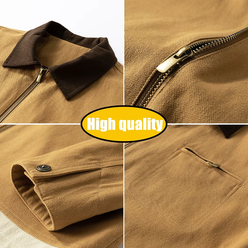 Trendy Men's Jackets Autumn Casual Vintage Style Denim Jacket Zipper Pocket Windproof Coat Male Casual Camping Baseball Jacket