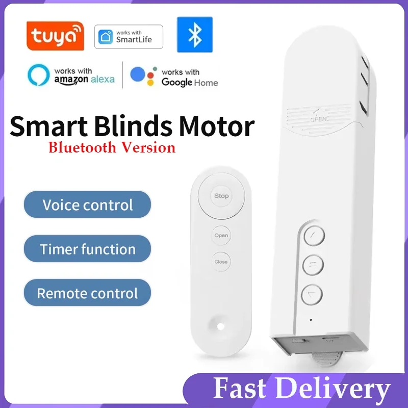 Tuya Motorized Roller Blinds with Bluetooth Remote And Voice Control Compatible with Alexa Google Home for Home Automation
