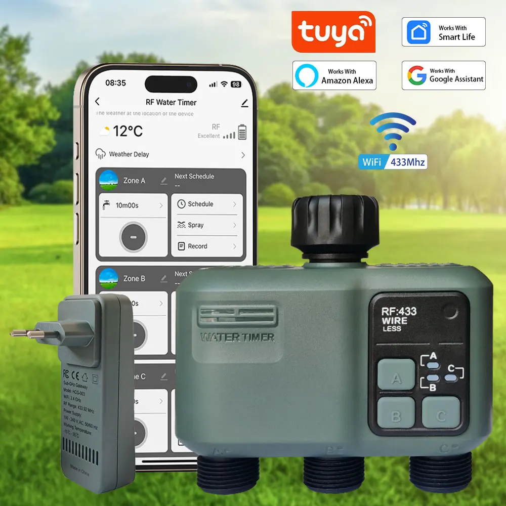 Tuya RF433 WIFI Automatic Water Timer Garden Digital Irrigation Machine Intelligent Sprinkler Used Outdoor to Save Water&Time