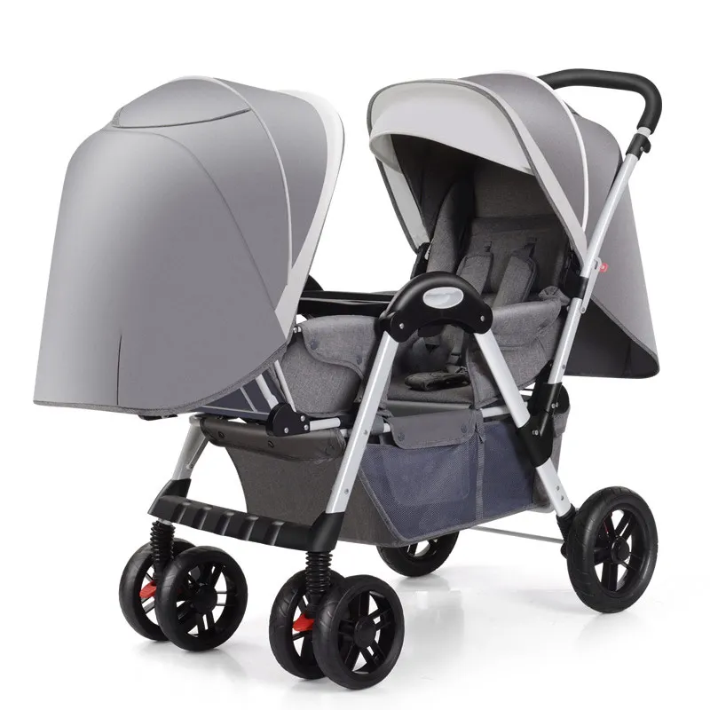 Twin Baby Stroller with Dual Seats in Pram Design