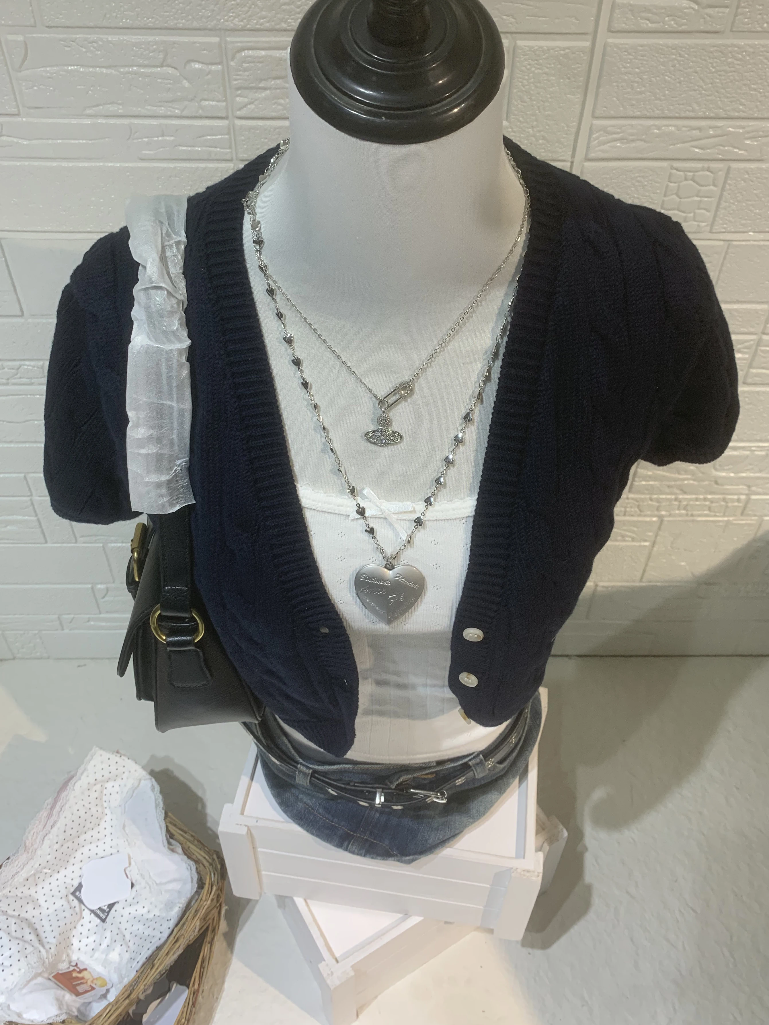 Twist Flower Knitted Cropped Cardigan Woman Autumn V-neck Single Breasted Short Sleeve Crop Tops Solid Simple Cotton Knitwear