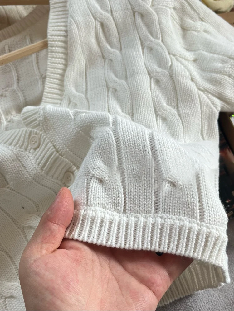 Twist Flower Knitted Cropped Cardigan Woman Autumn V-neck Single Breasted Short Sleeve Crop Tops Solid Simple Cotton Knitwear