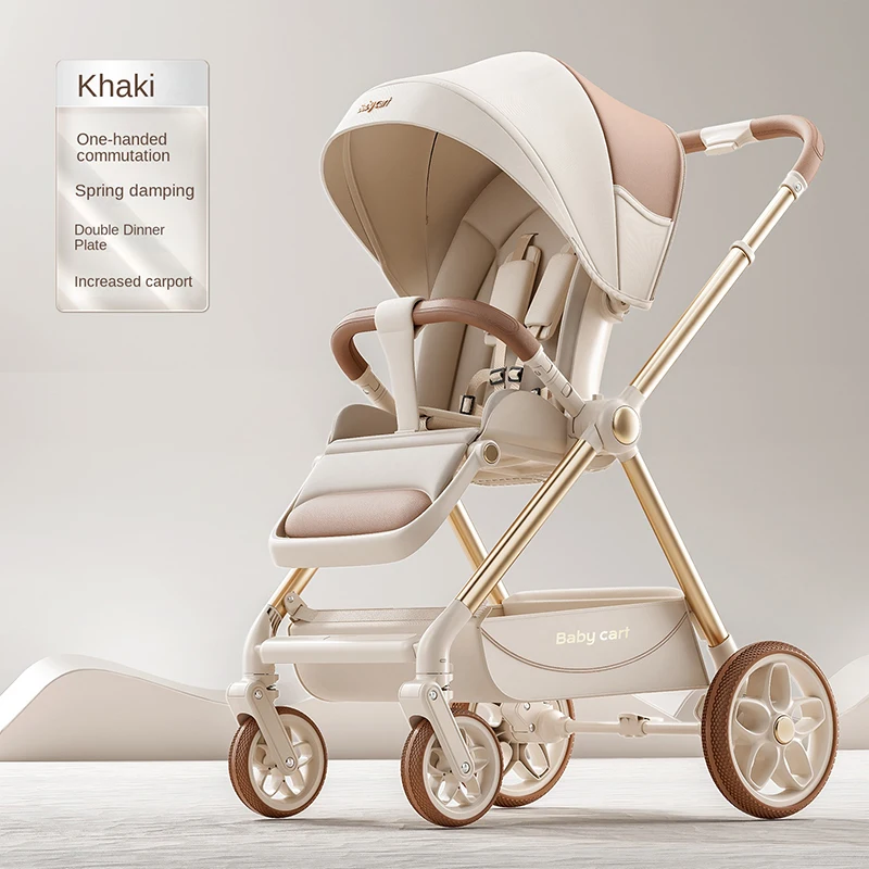 Two-way Newborn Stroller 6-position Adjustable backrest 0-3Years Children Lightweight Folding Travel 360 ° Steering Stroller