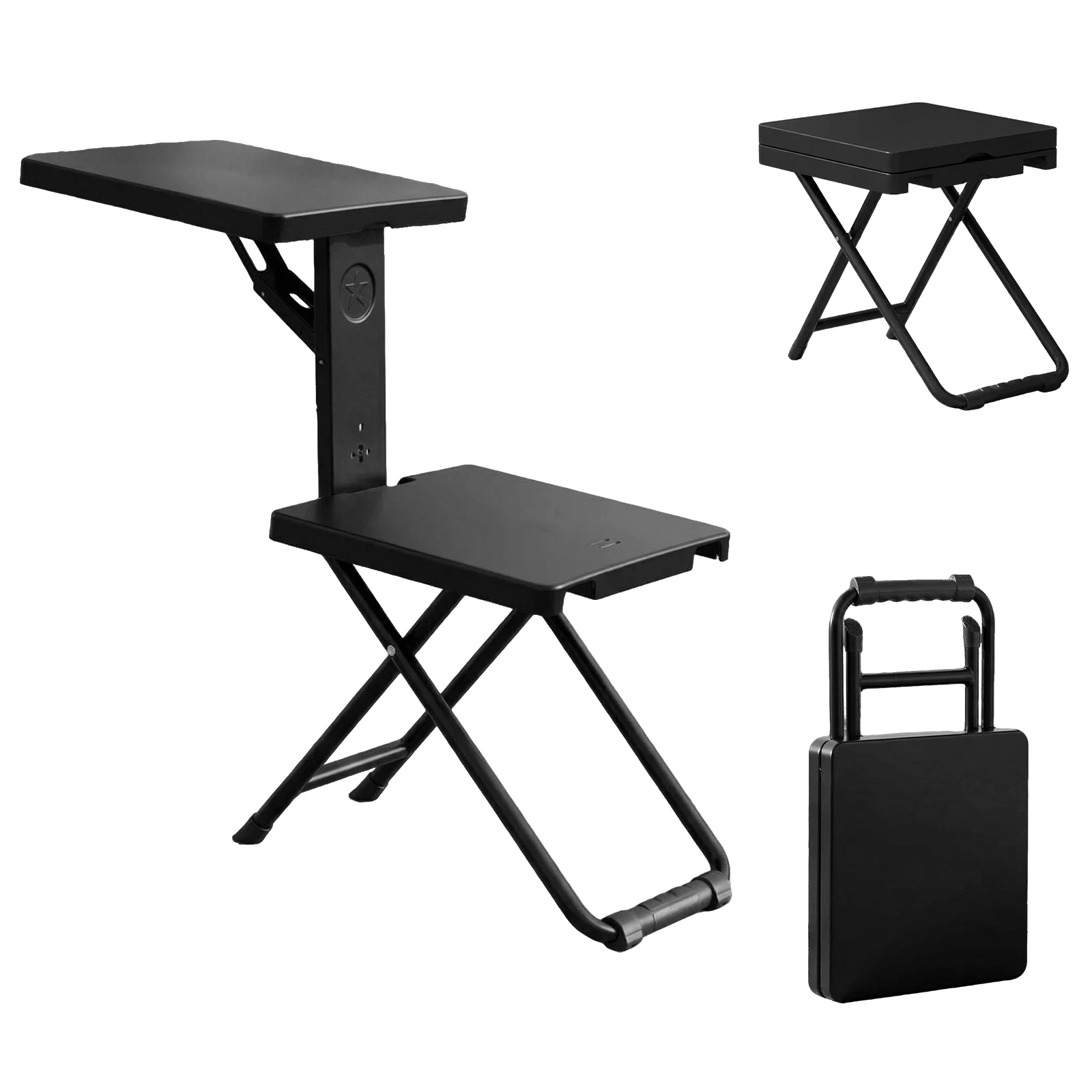 Ultimate Folding Seat with Writing Table, Portable Camping Chair for Fishing, Beach, Outdoor Activities 150kg Load (Black)