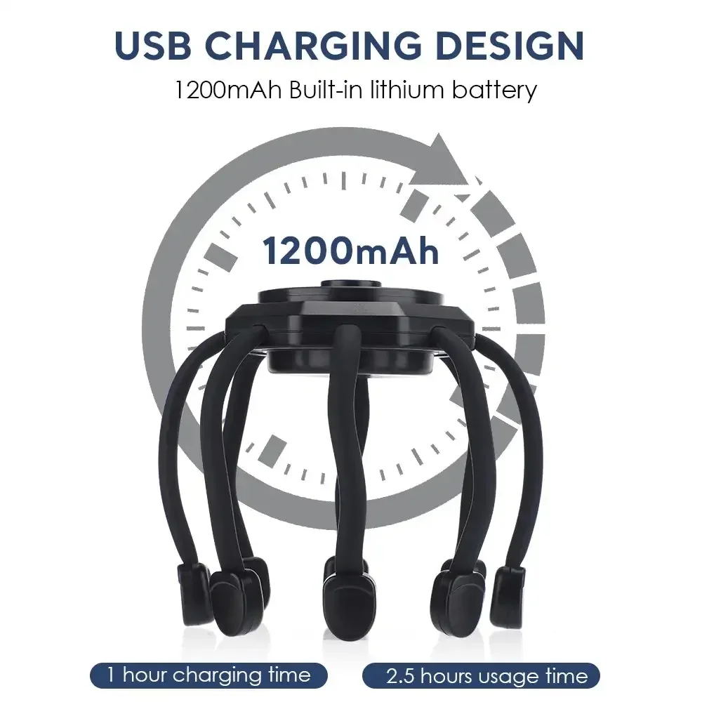 Ultra Scalp Massager Head Massager StressRelease Massager with 8-Frequency VibratingContacts 360 Degree Portable Rechargeable