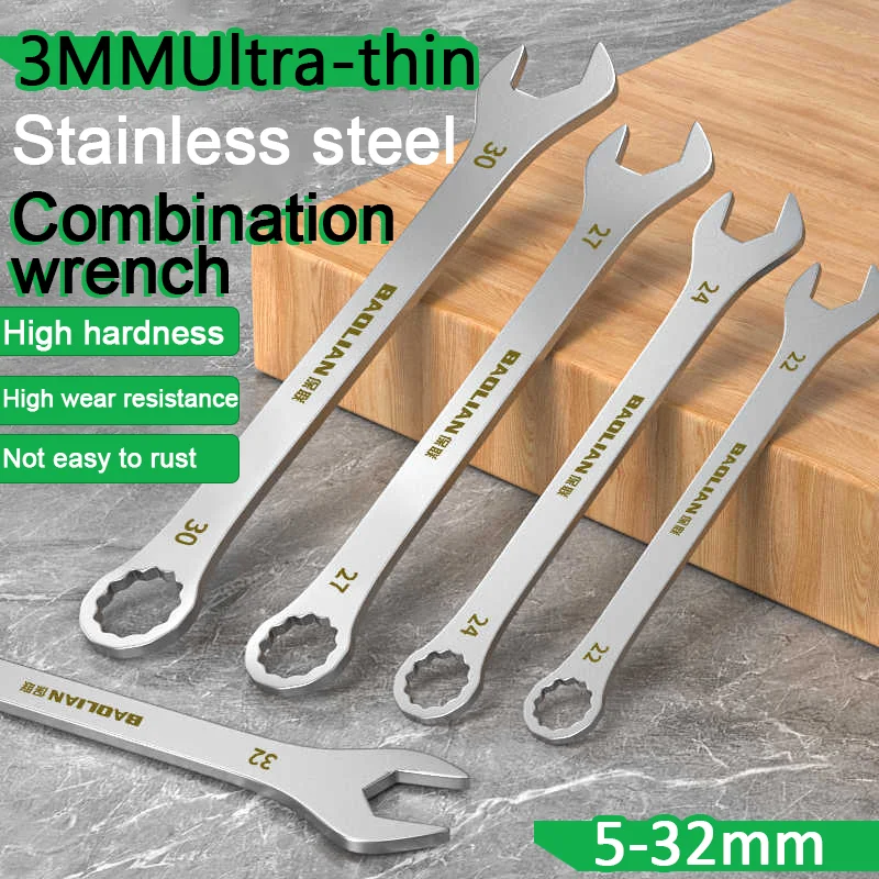 Ultra-thin Open End Wrench 5-32MM Ratchet Wrenches Universal Spanners Dual-purpose Wrench for Bicycle Motorcycle Car Repair Tool