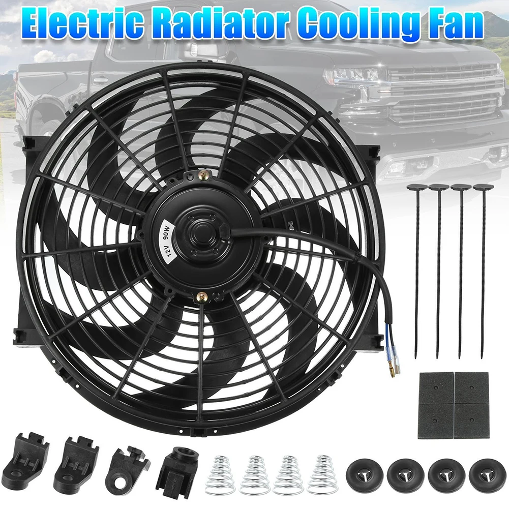 Universal Electric Car Radiator Cooling Fan, High Performance 12v 90w 8 Blades Engine Cooling Fan Radiator,With Mounting Kit