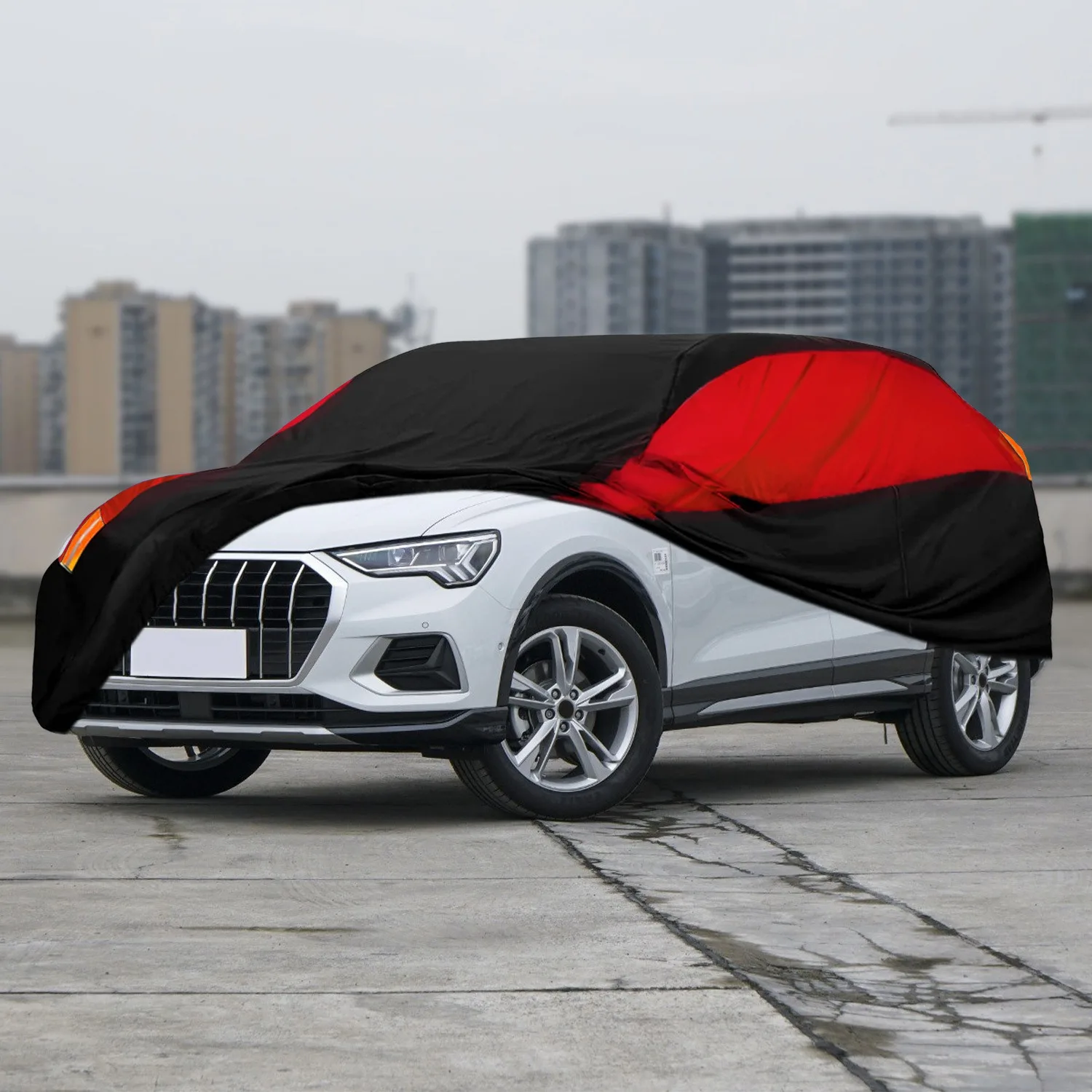 Universal Fit SUV Car Cover - Black & Red - UV Protection, Breathable, Dustproof ,Ideal Gift for Car Enthusiasts