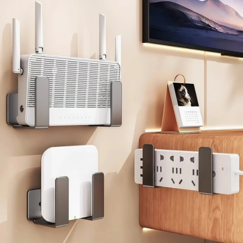 Universal Wall Mount for Router & TV Box, Drill-Free & Ventilated, Save Desk Space