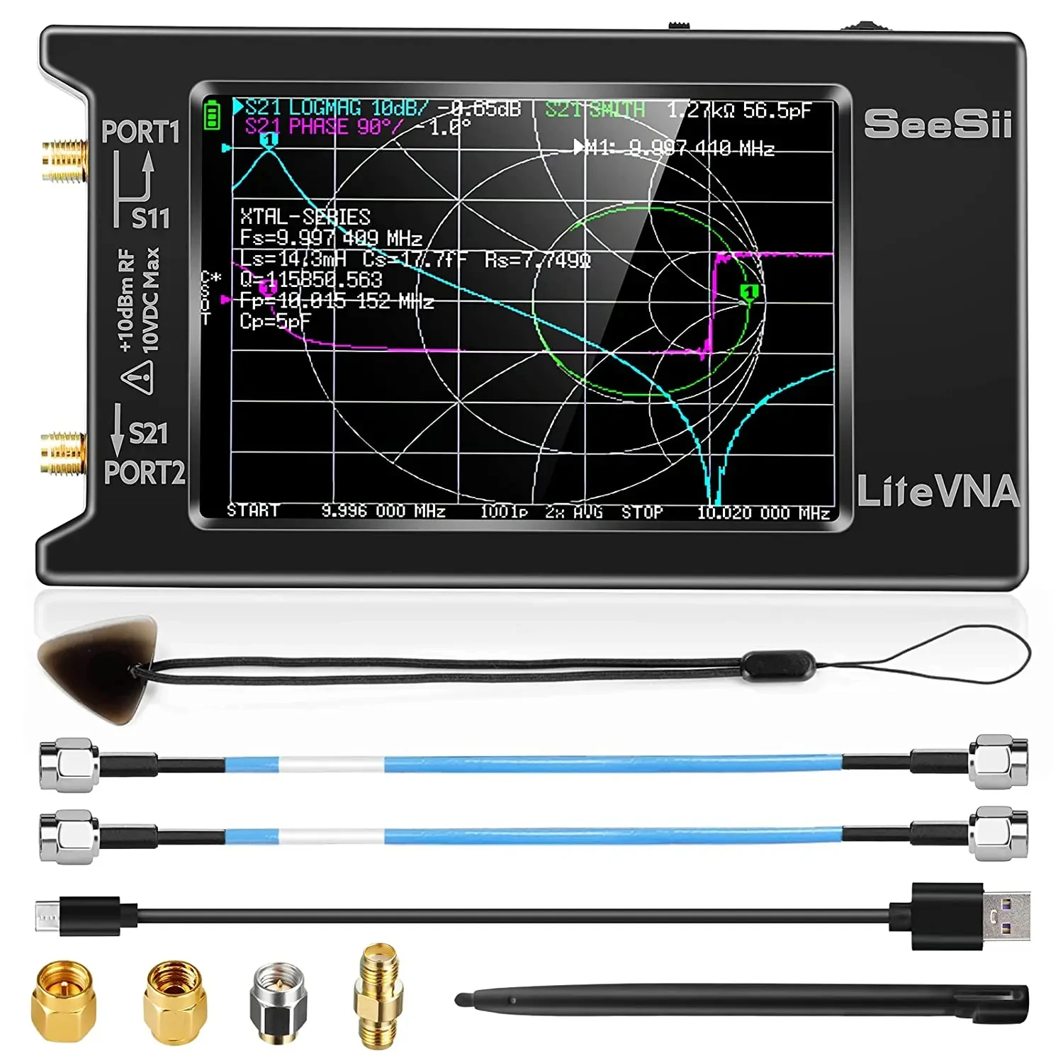 Upgraded NanoVNA 50kHz-6.3GHz Vector Network Antenna Analyzer 4" Measure S Parameters HF VHF UHF SWR Phase Delay Smith Chart