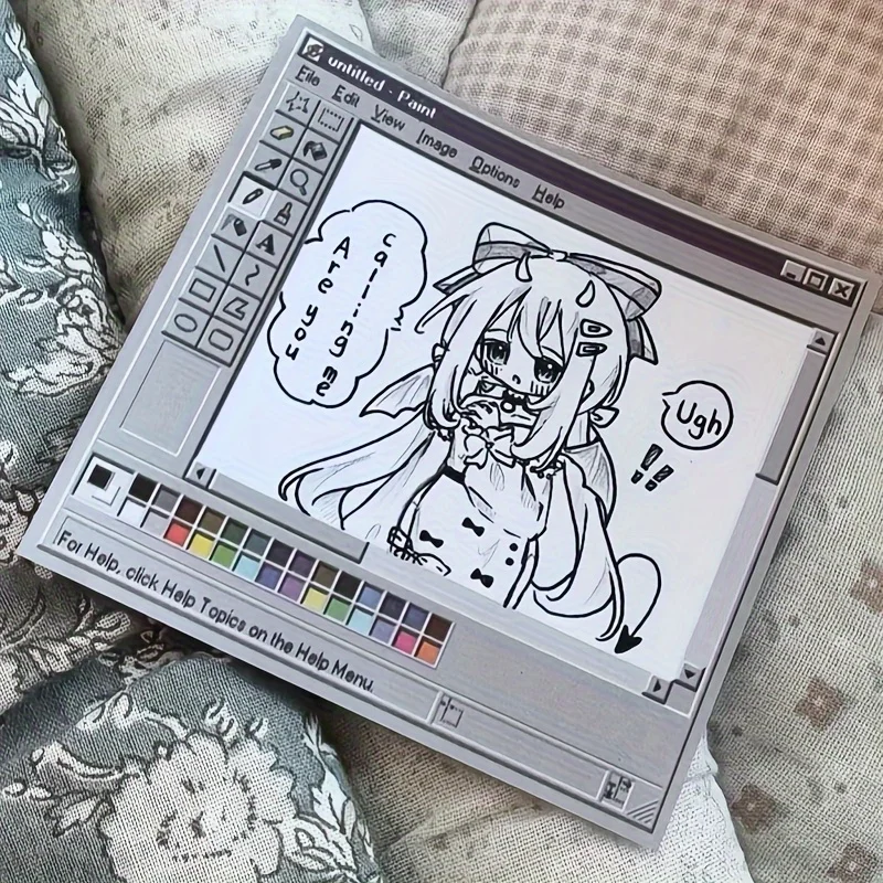 Vintage Computer Drawing Sticky Notes 50 Sheets - Ideal for Artists & Office Use,Durable Adhesive Notes, Sticky Notes for Office