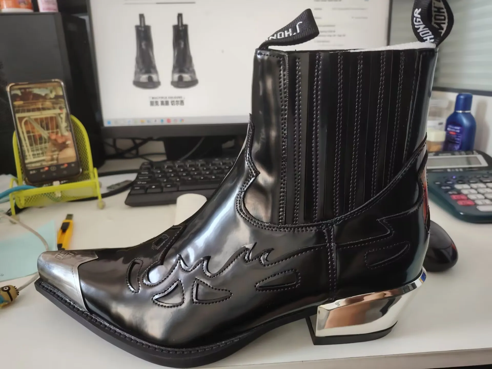 Vintage Spanish Autumn Iron Head Platform Men's and Women's Punk Flat Replacement Chelsea Short Boots