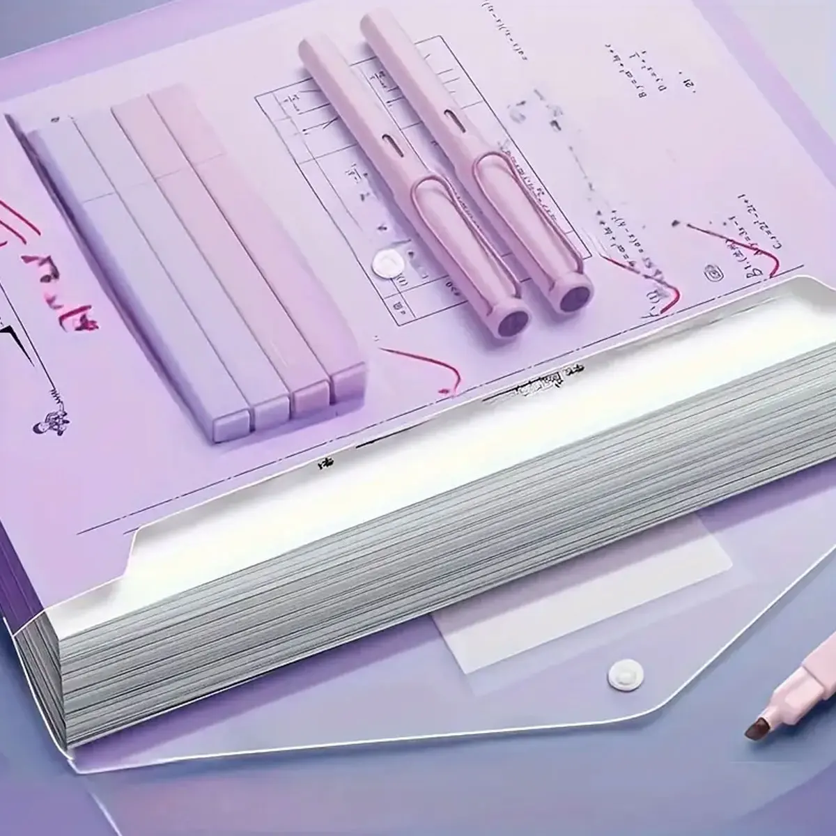 WQN-5PCS PP Plastic Envelope Clear Reusable Plastic Envelope Waterproof Folder with Button A4 Size For School Office Supplies