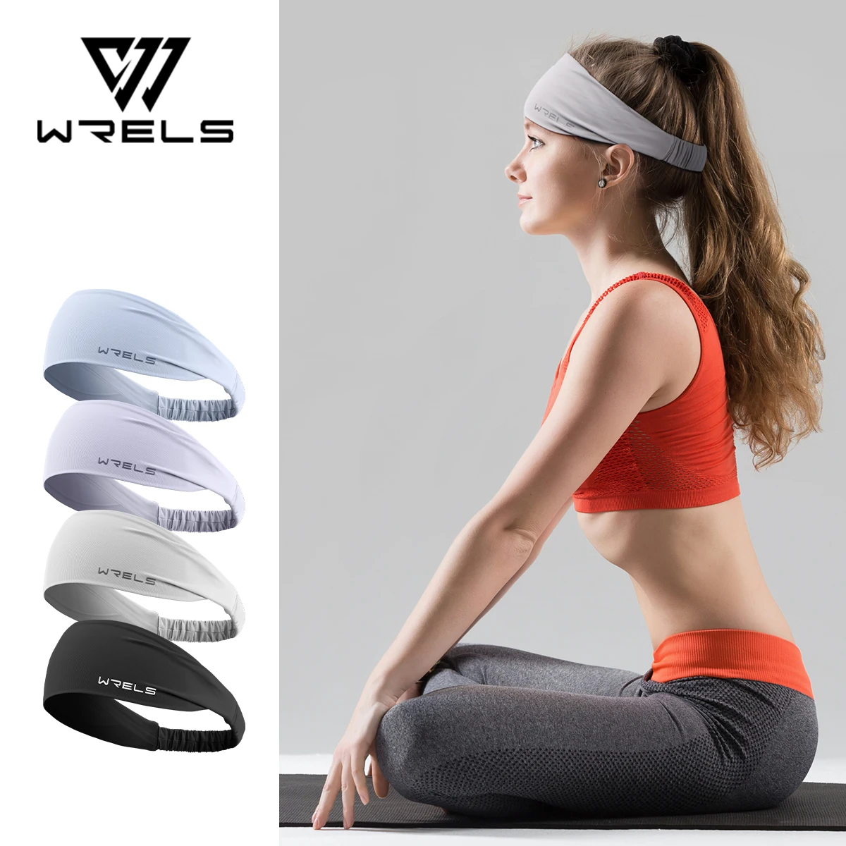 WRELS Sports Sweatband Hairband Women's Headwear Anti-Sweat Gym Fitness Sweat Guide Antiperspirant Band Running Headband