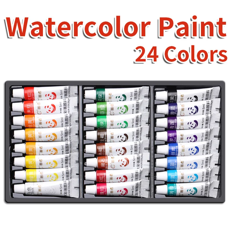 Watercolor Paint Set,24 Colors 5ml/0.17oz Tubes,Intense Colors for Figure & Landscape Painting,Value for Adults and Artists