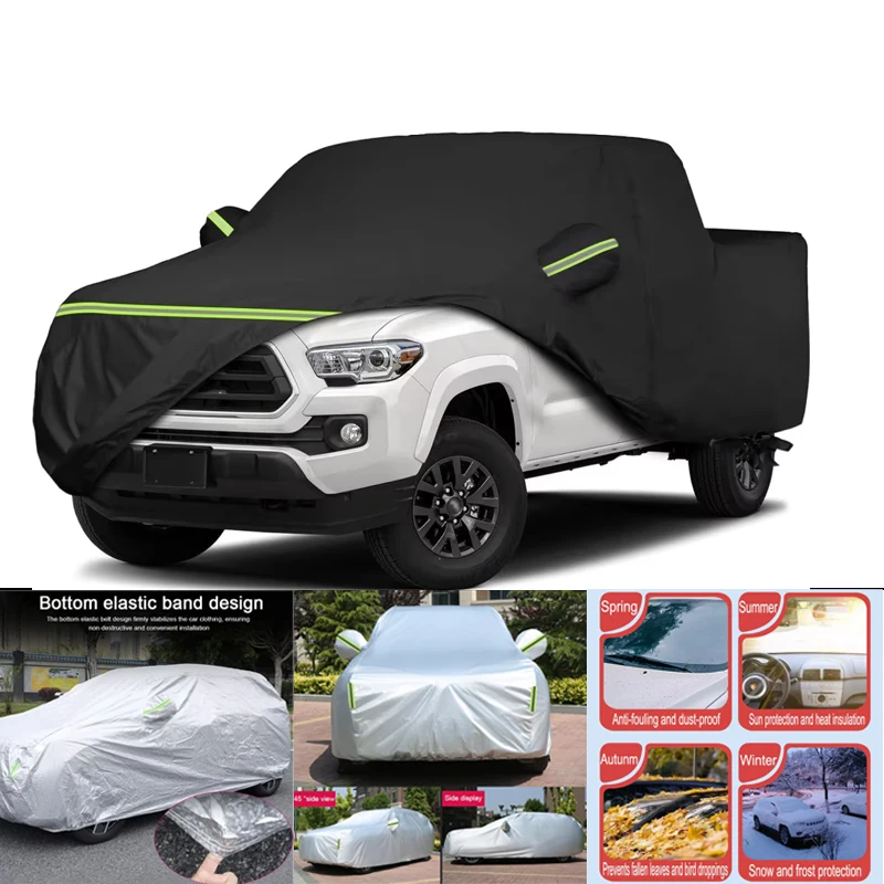 Waterproof Car Covers For Toyota Tacoma 1995-2023 All Weather Protection With Zipper Windproof Sunproof UV Protection Dustproof