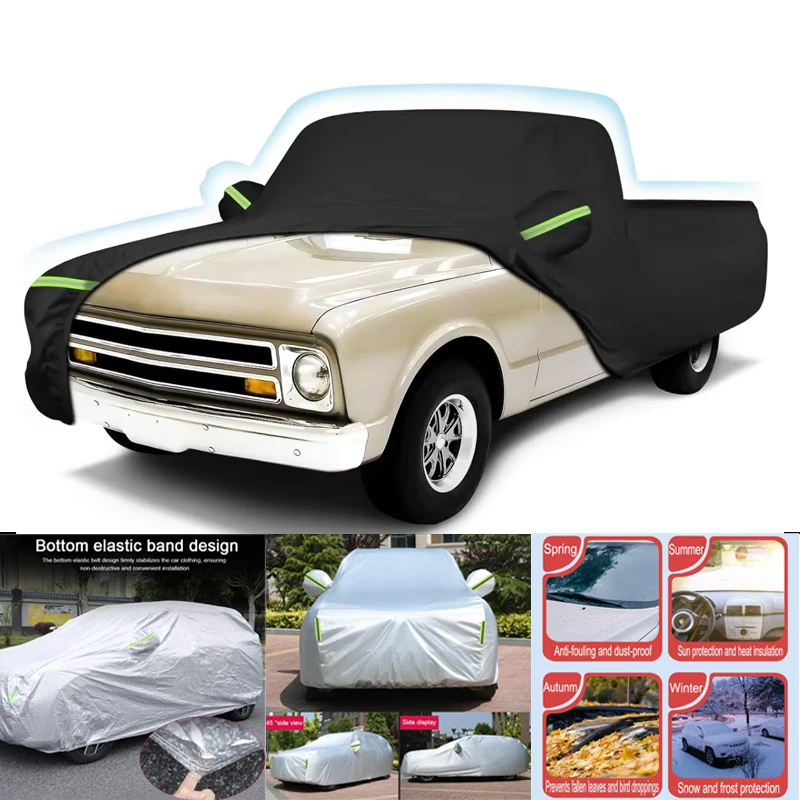 Waterproof Car Covers for Chevrolet C10 C20 K10 1960-1991 Outdoor Truck Cover with Zipper with Wind Sun UV and Dust Protection
