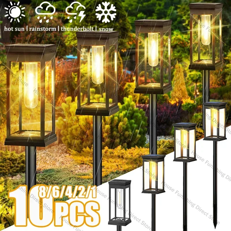 Waterproof LED Solar Lights for Garden Yard Driveway - Automatic Pathway Lighting Outdoor Landscape Lighting Auto On/Off at Dusk