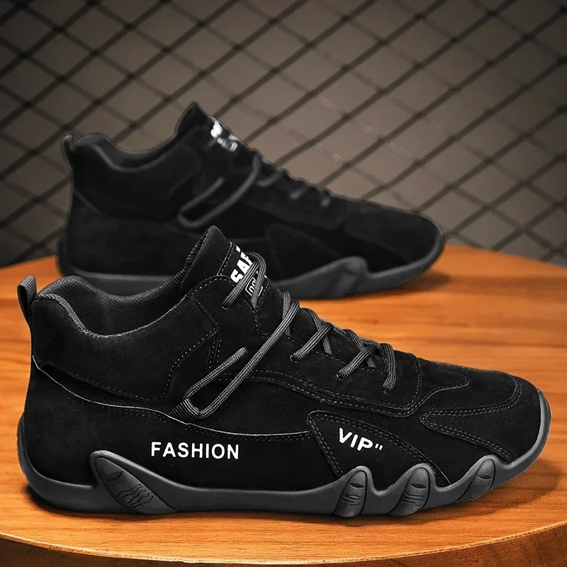 Waterproof Leather Ankle Boots for Men Waterproof Sneakers lace Up Leather Casual Sneakers for Men Casual Motorcycle Shoes