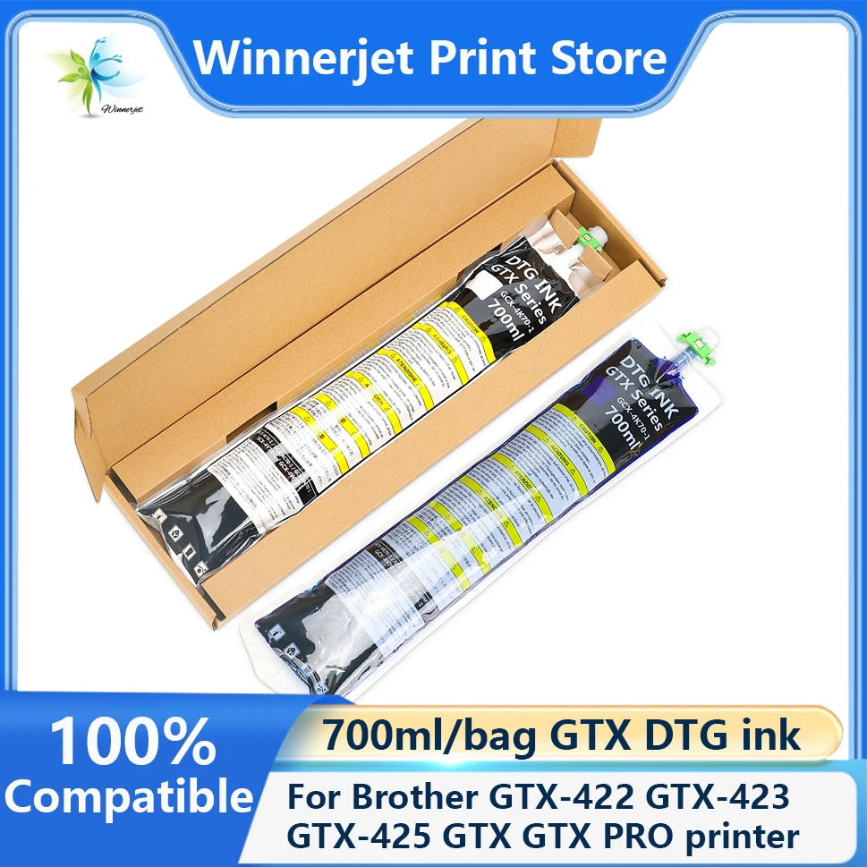 Winnerjet 700ML/Bag DTG Textile Ink Bag With Chip For Brother GTX-422 GTX-423 GTX-425 GTX GTX PRO printer