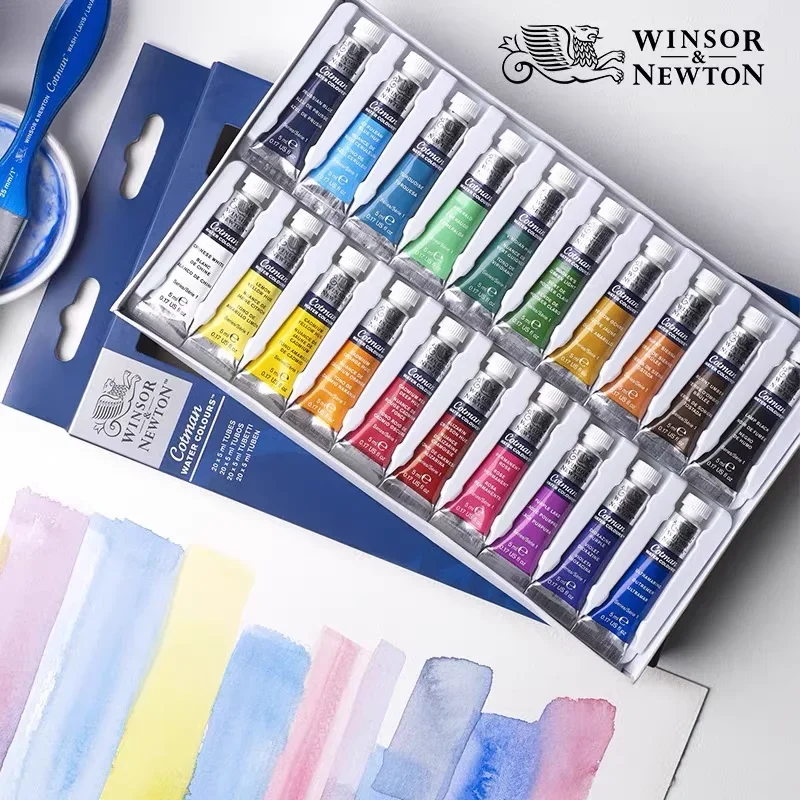 Winsor & Newton Cotman Watercolor Paint Set 10/20 Colors,5ml (0.17-oz) Tubes High Transparency Provide Outstanding Lightfastness