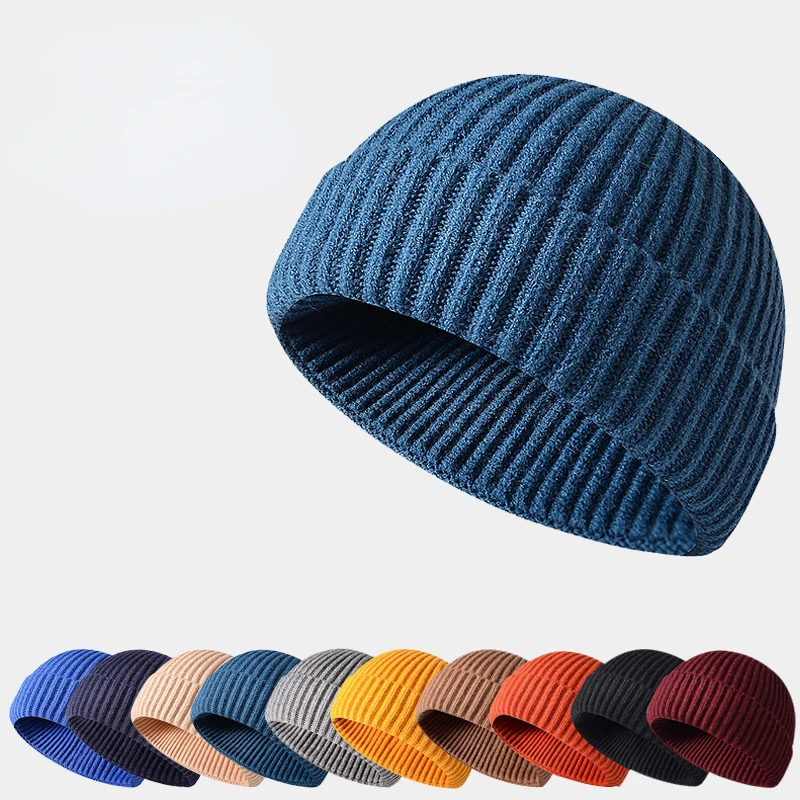 Winter Knittted Cap Solid Color Hip Hop Cap Unisex Skullies & Beanies