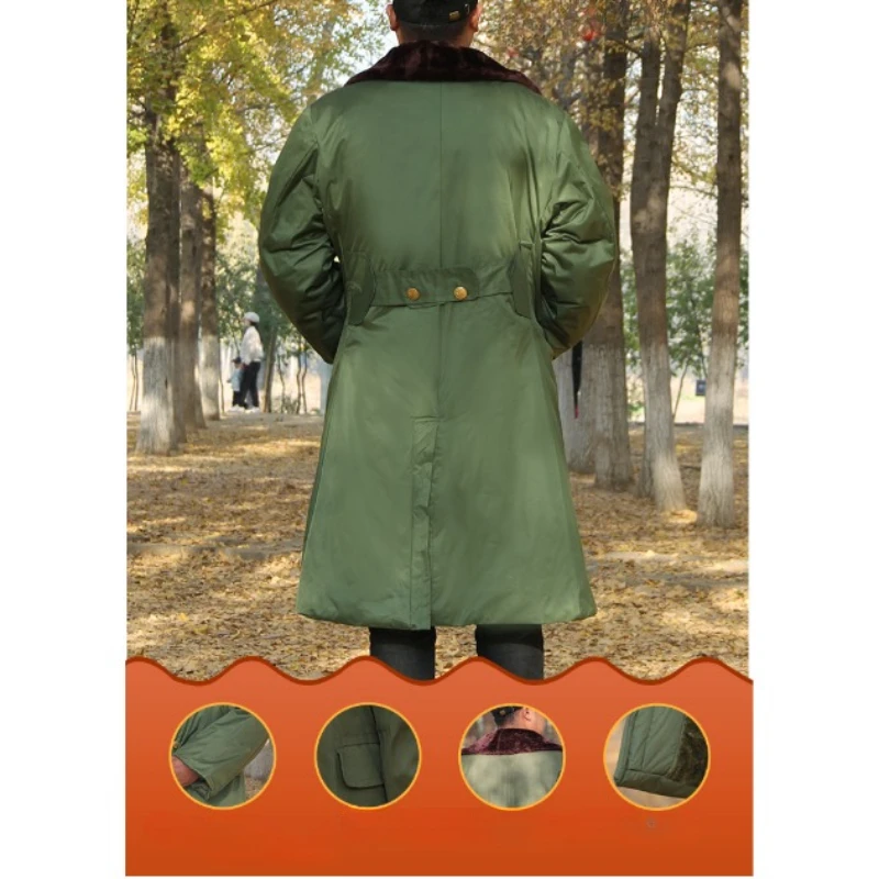 Winter Popular Chinese Men Army Green Long Coats Warm Unisex Thick Loose Military Overcoat Plus Velet Parkas Outwear Waterproof
