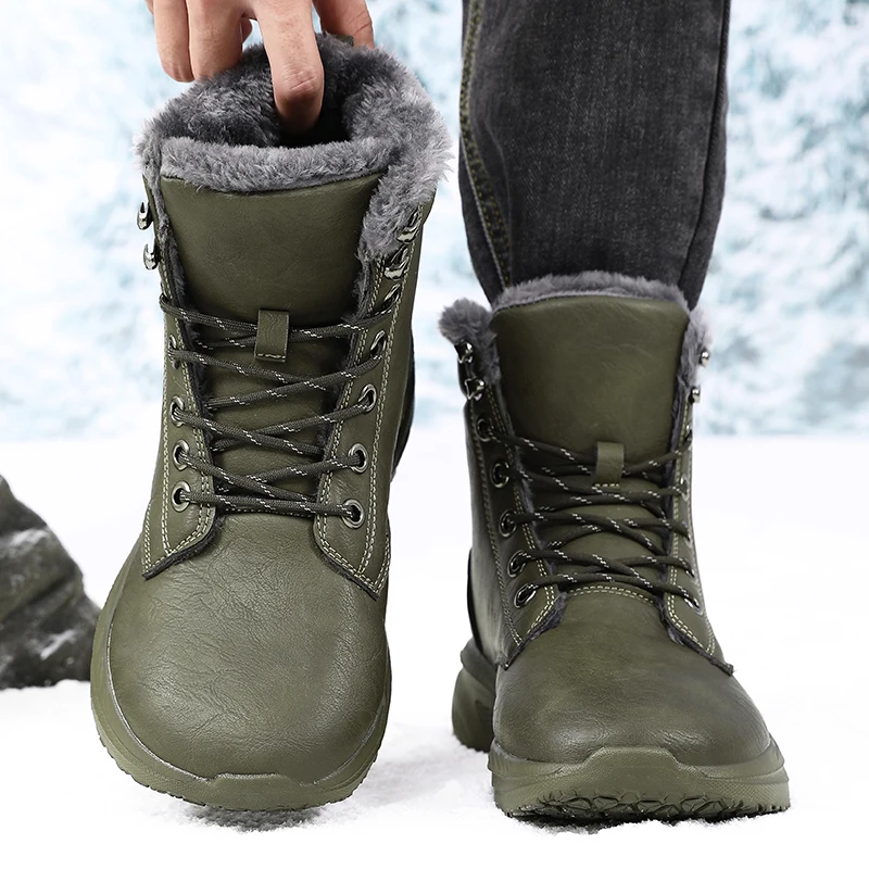 Winter Snow Barefoot Boots for Men Keep Warm Waterproof Winter Shoes Latest 2025 Fashion Design Non Slip Platform Snow Boots Men