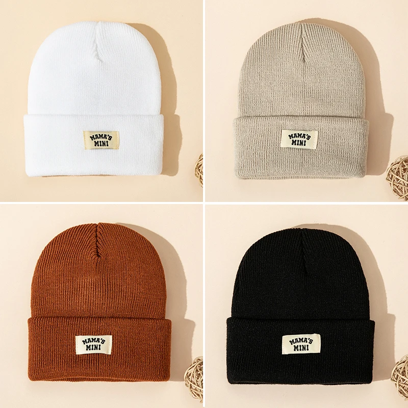 Winter Warm Children Beanie Solid Color Woolen Kids Crochet Bonnet Fashion Baby Knitted Hat 0-2year Boy Girl Ear Protection Cap