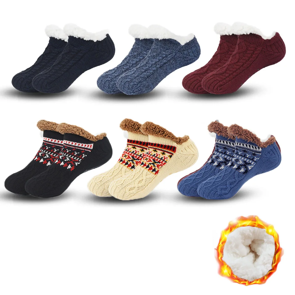 Winter Warm Thicken Non-slip Floor Socks Men Women Snow Socks Couple Sleep Carpet Socks Slippers Socks Neutral Velvet Boot Home