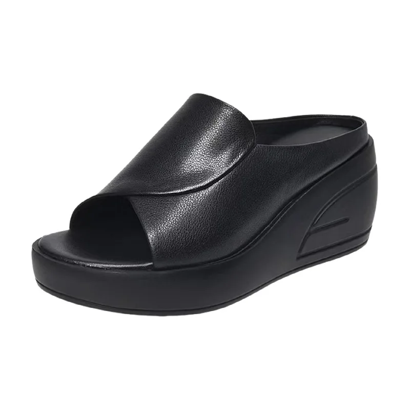 Women Sandals Women Slippers Black Wedge Platform Open Toe Women Orthopedics Thick Bottom Beach High Heels Slides 2026