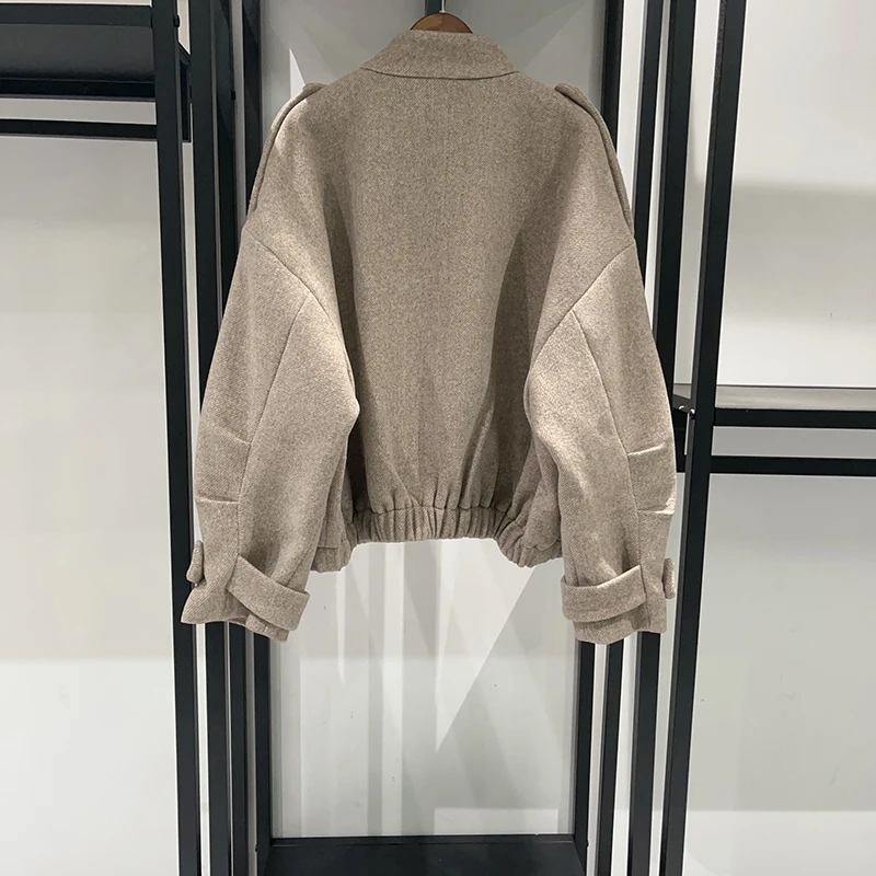 Women Stand Collar Zipper Jacket or Elastic Waist Shorts Early Autumn 2025 Solid Color Long Sleeve Fashion Set