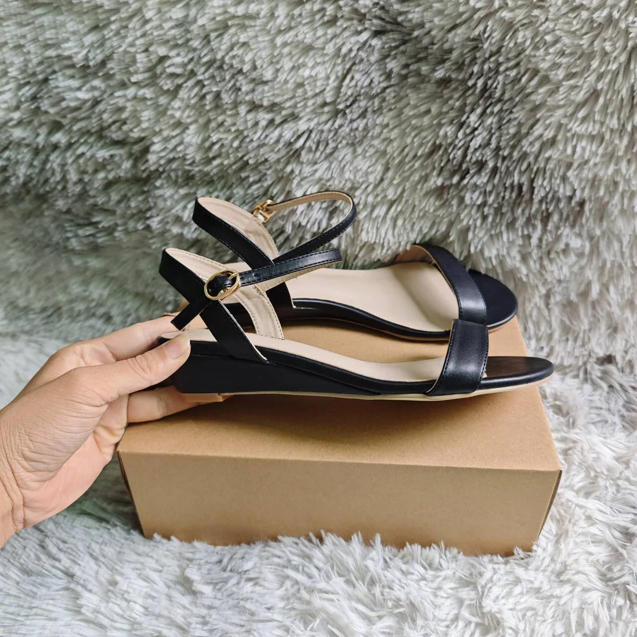 Women Wedge Sandals Summer Low Heels Open Toe Comfort Strappy Dress Ankle Strap High Heeled Casual Walking Party Wedding Shoes